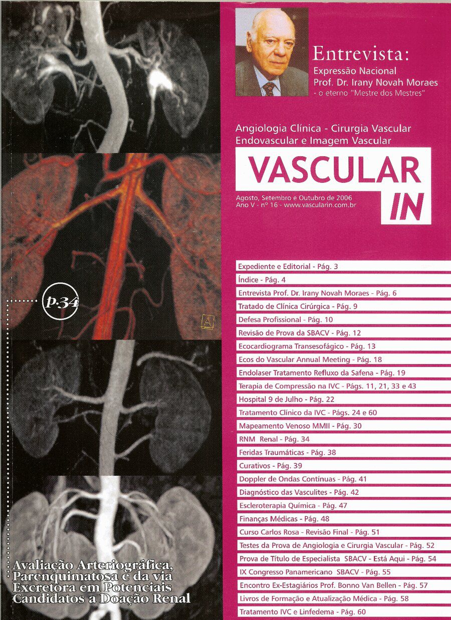 Capa da Revista Vascular IN com a entrevista do Prof. Dr. Irany Novah Moraes